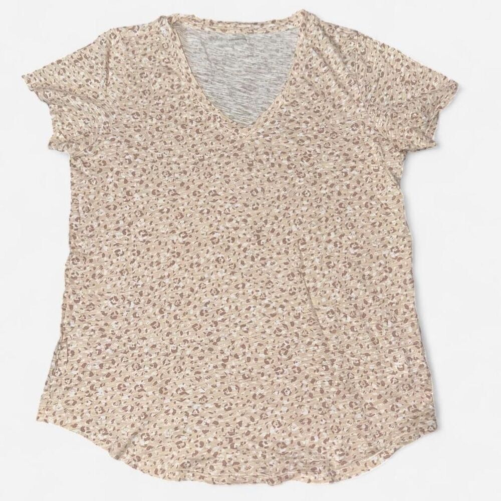 Old Navy Tan Animal Print Short Sleeve T-Shirt, size LARGE TALL